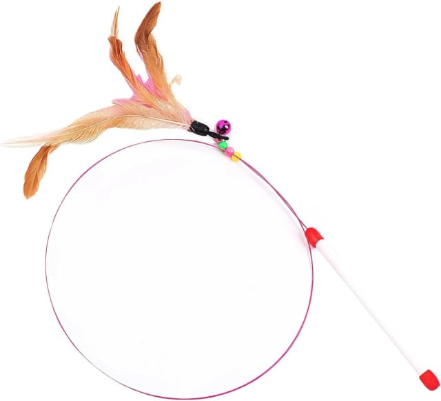 Cat Feather Wand Toy - Steel Wire Feather Interactive Cat Stick Training - Beads Bells Kitten Wand Toys Pet