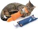 Catnip Toys for Indoor Cats — 2-Pack Large Plush Fox and Owl Kicker Toys — 2