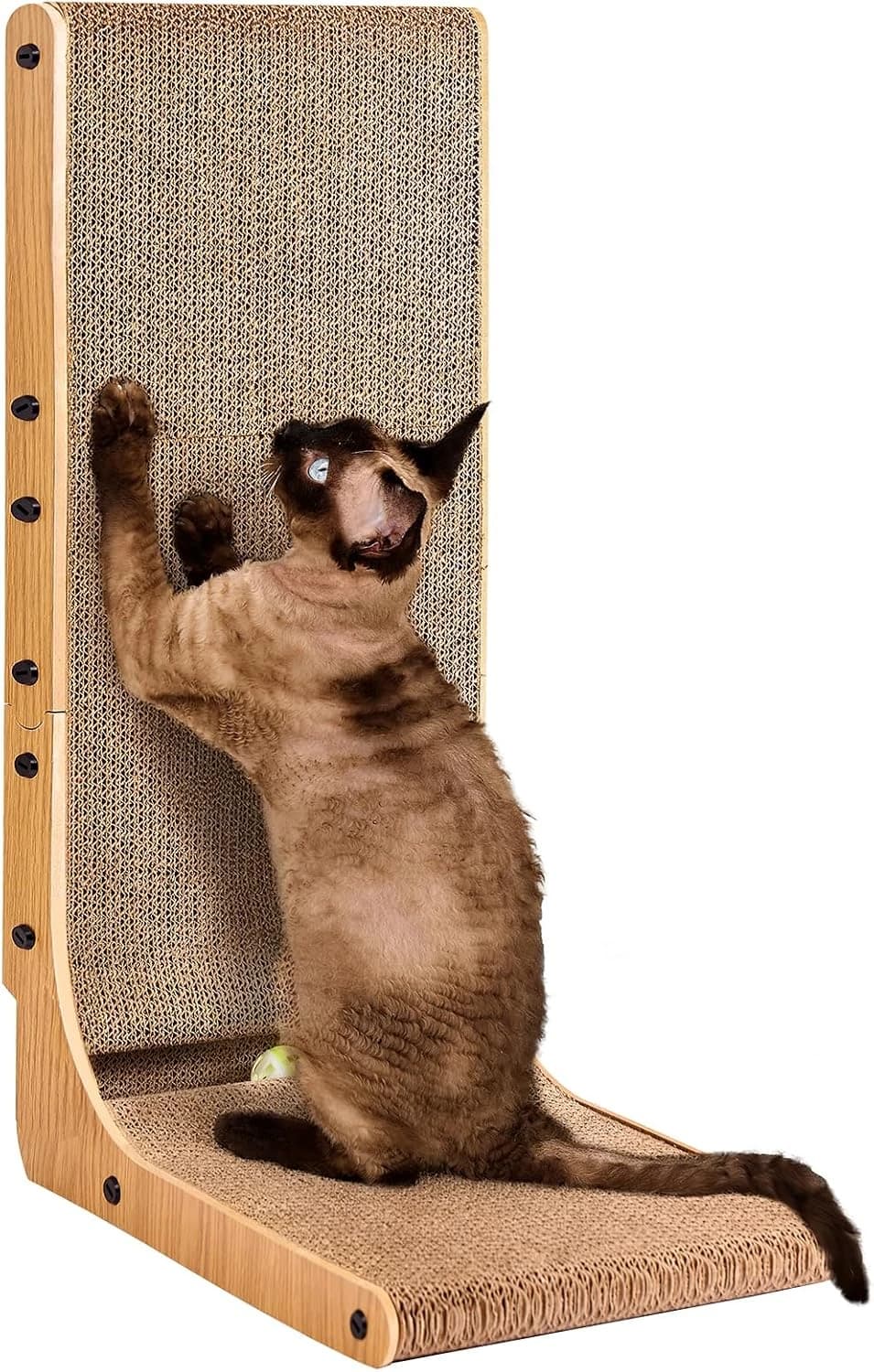 Cardboard Cat Scratcher for Indoor Cats — 26.8 Inch — Brown / 16.6x11.2x26.8