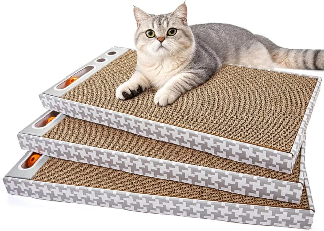 Cat Scratching Board 3 Pack – Reversible Cardboard Scratcher for Indoor Cats