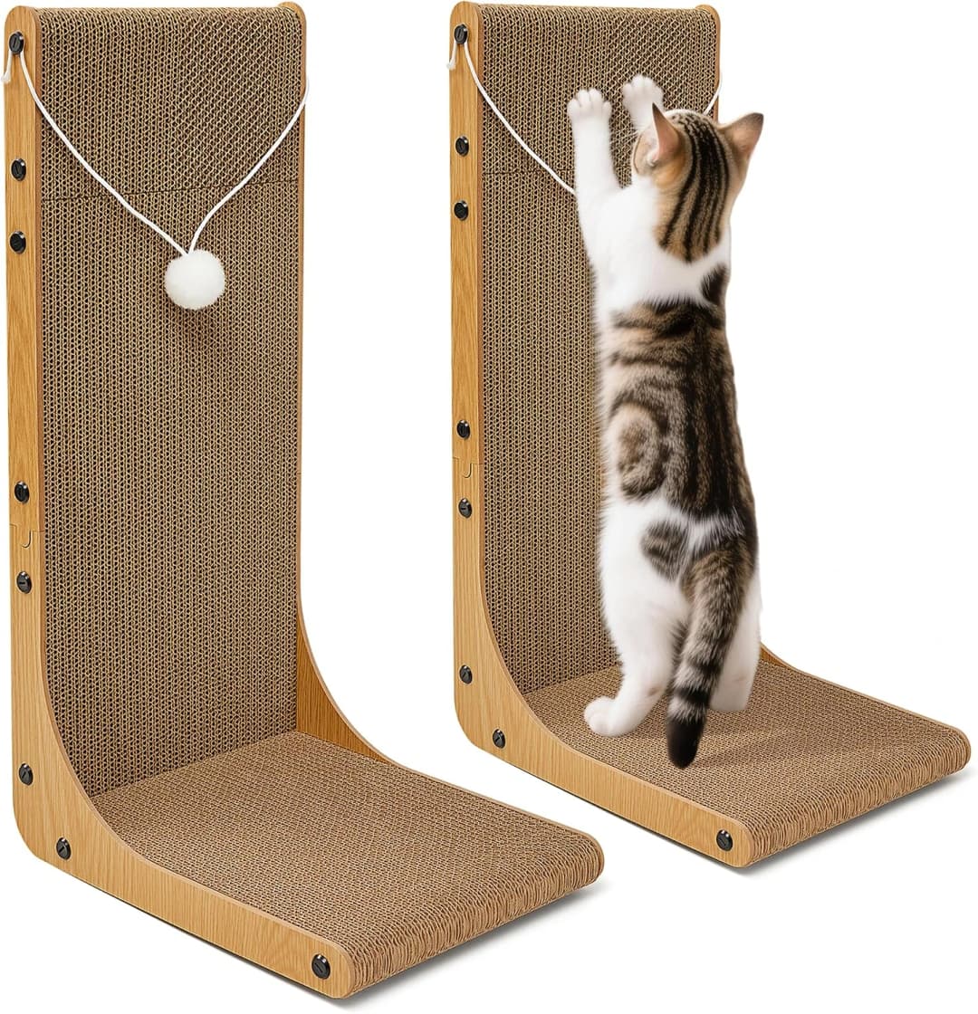 23.6 in L-Shaped Cardboard Cat Scratcher — 2-Pack for Indoor Cat — 23.6 Inch 2- Pack