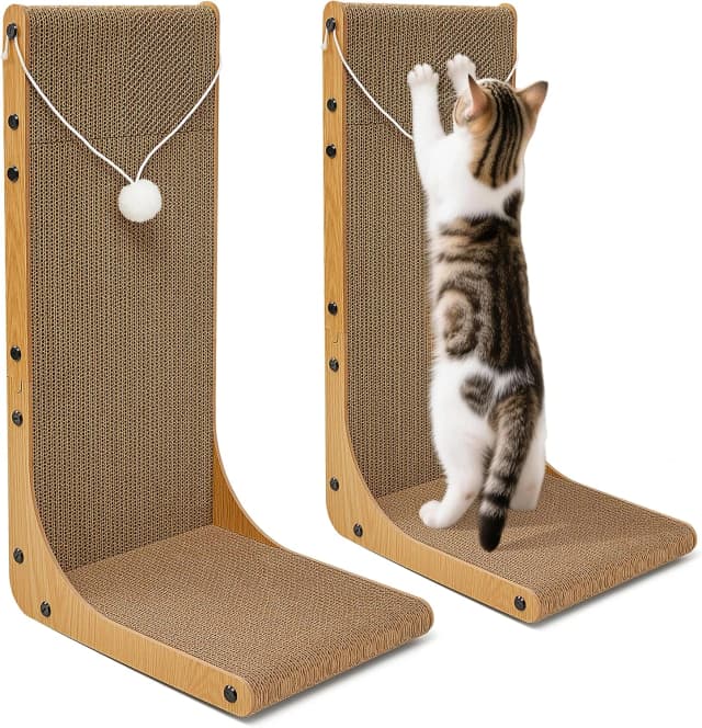 23.6 in L-Shaped Cardboard Cat Scratcher — 2-Pack for Indoor Cat