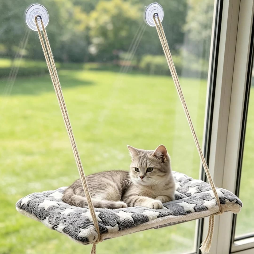 Cat Window Perch — Foldable Cat Hammock with Suction Cups — Original option