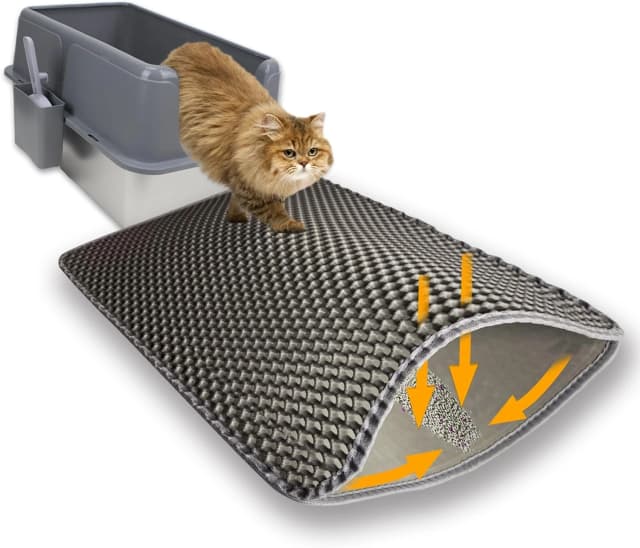 Cat Litter Mat — 30" x 22" Extra-Large, Double-Layer Honeycomb Litter Mat