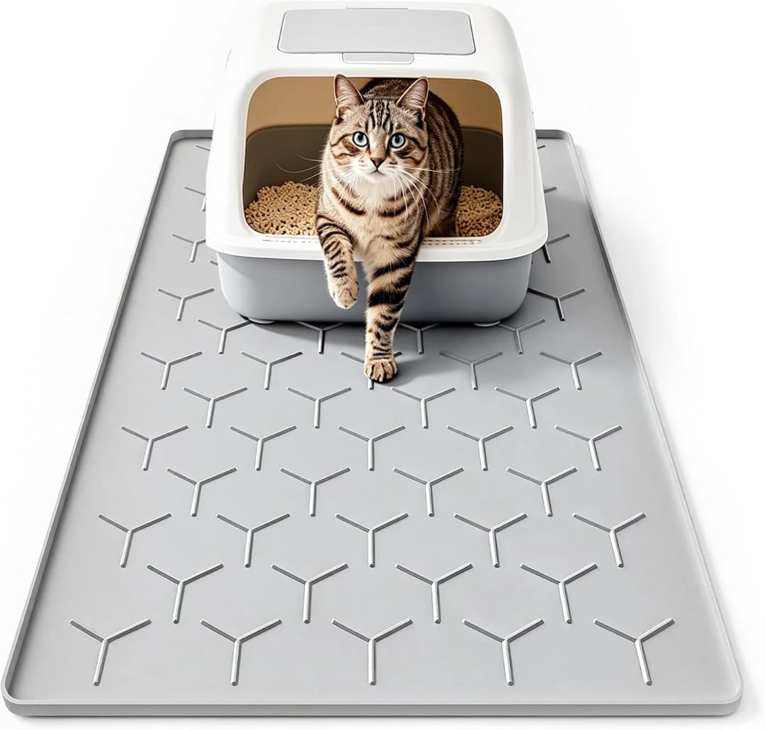Silicone Cat Litter Mat — 24"x16" — Grey / 24"x16"