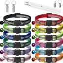 12 Pack Reflective-Breakaway Cat Collars with Bells — Adult Cat 7.5''-12.5'' (with 2 ID Tags)