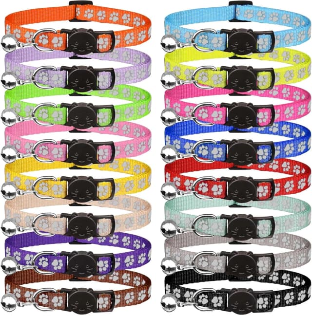16 PCS Breakaway Cat Collars with Bells Reflective Cat Collar Safety Nylon Kitten Collars Cat Collars for Girl