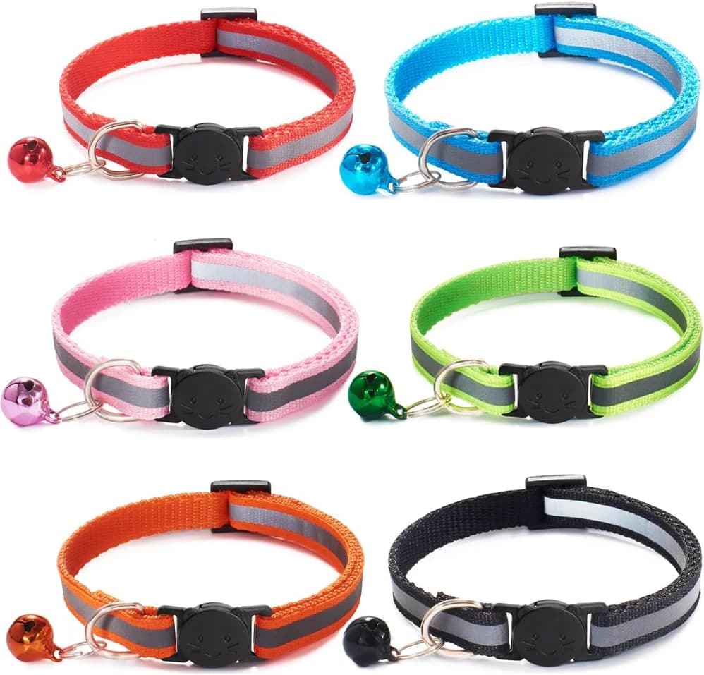 6 Pack Reflective Cat Collar with Bell — Multicolor