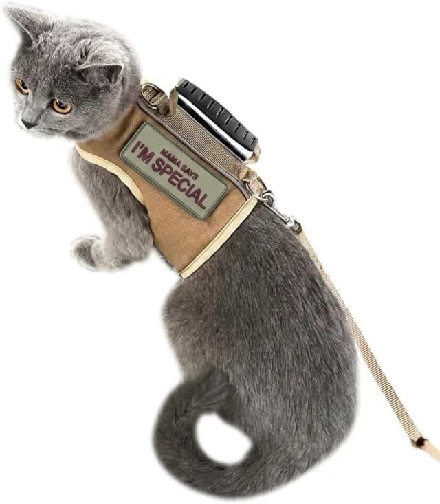 Cat Harness and Leash Set for Walking Escape Proof — Khaki