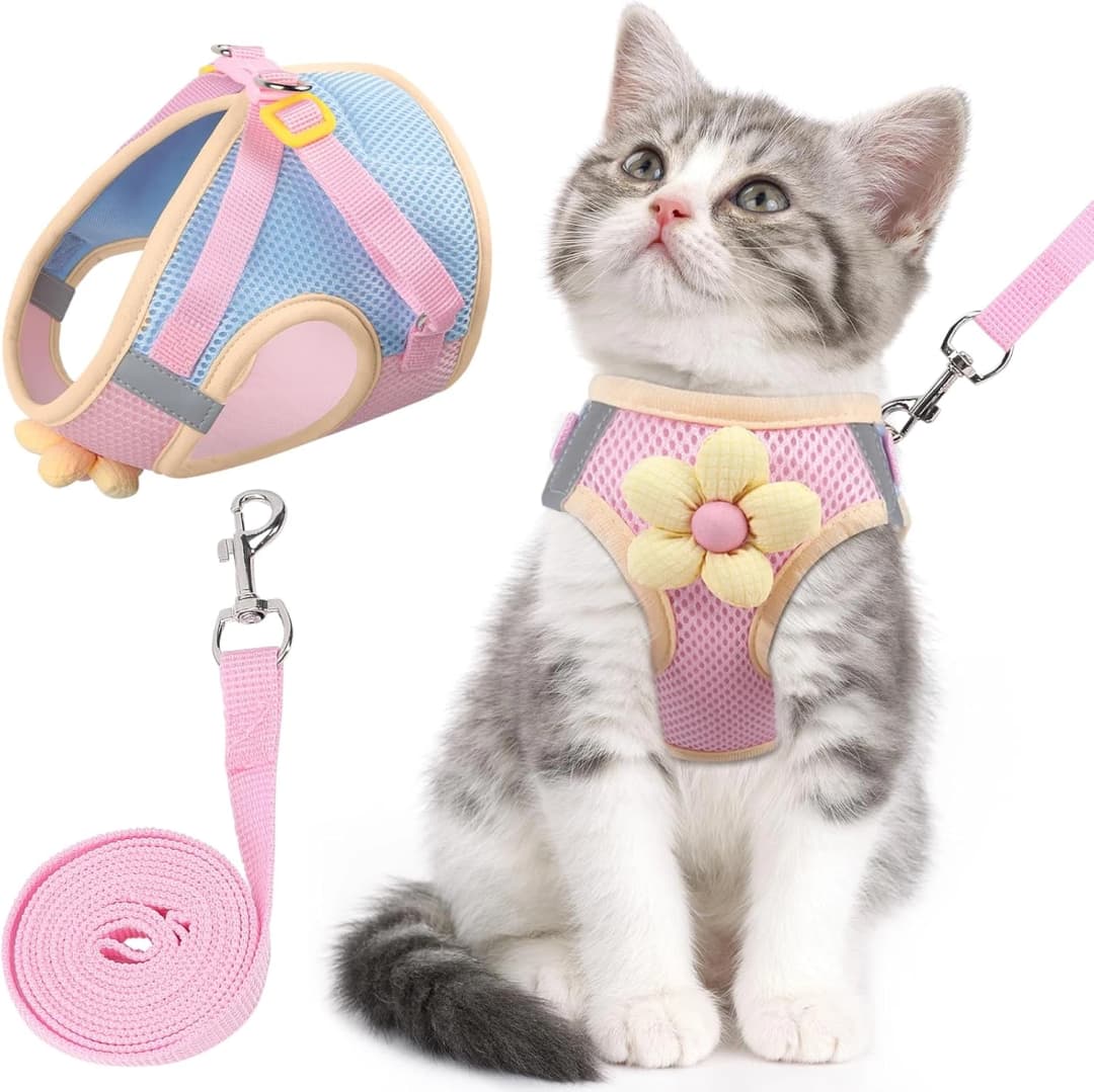 Cat Harness and Leash Set — Escape Proof Soft Vest Walk Pink XS — Sakura pink / Extra Small