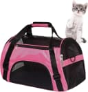 Cat Carrier for Cats Soft-Sided Travel Pet Carrier for Cat with Wooden Padding Board Airline Approved — Small-Pink