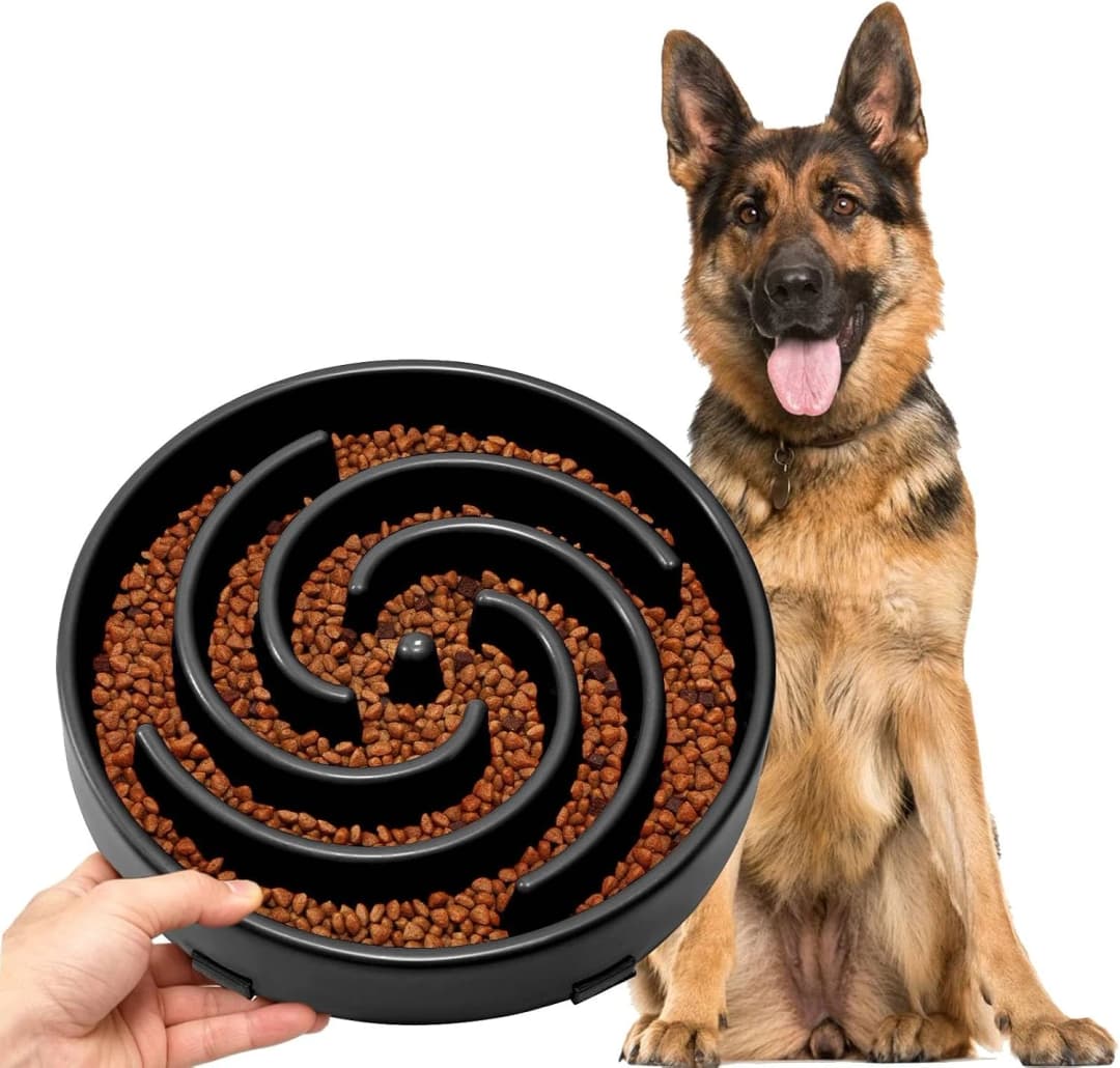 Slow Feeder Dogs Bowl for Large Medium Dogs — Large / A-Black