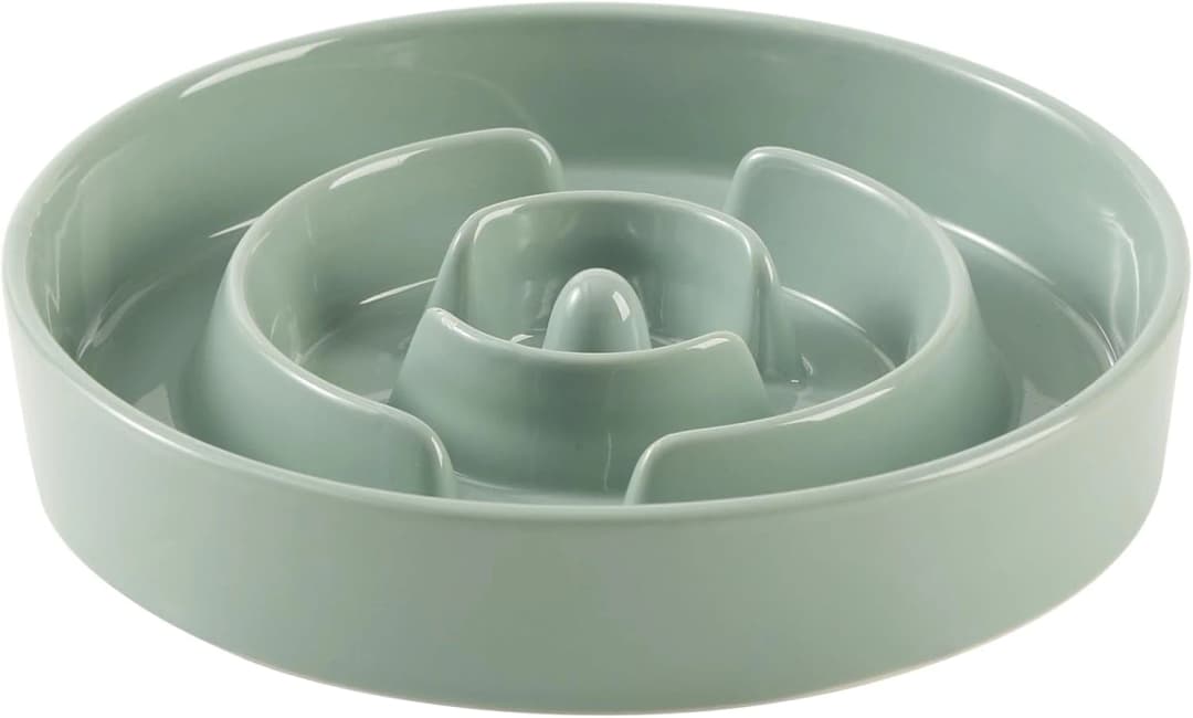Ceramic Slow Feeder Bowls for Dogs — 8.3 in Slow Feeder for Medium Breed — Light Green / 8.2inch-A