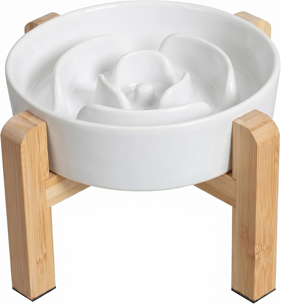 Elevated Slow Feeder Dog Bowl — White / 1.5 Cups