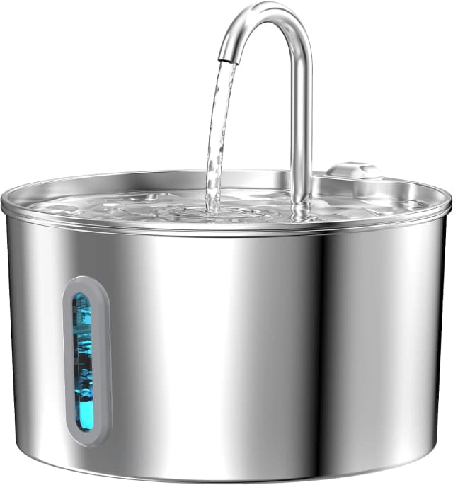 Cat Water Fountain Stainless Steel: 2.2 L Cat Fountain for Drinking - Automatic Pet Water Fountain for Cats