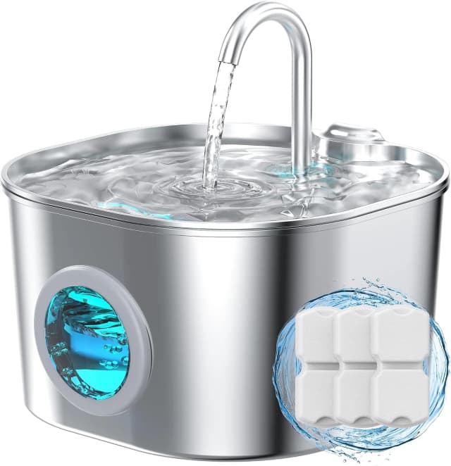 Stainless Steel Cat Water Fountain: Pet Fountains for Cats/Dog Indoor 74oz