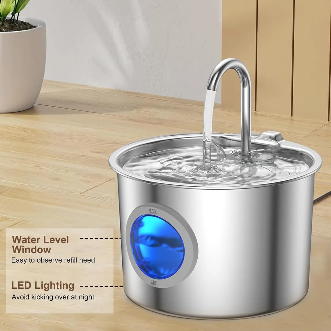 Cat Water Fountain Advanced 304 Stainless Steel 2.2L/74oz with Detachable Tank — 74oz Cat Fountain