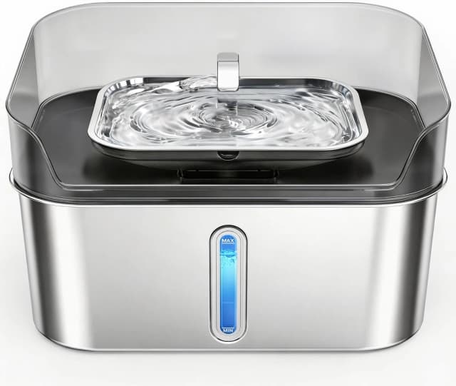 No Spill Dog Water Fountain Stainless Steel — Large 8L/2.1Gal Ultra Quiet