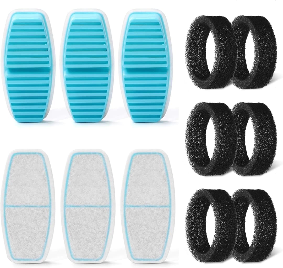 Cat Water Fountain Filters — 12 Cat Fountain Replacement Filter — 6 Filters +6 Sponges