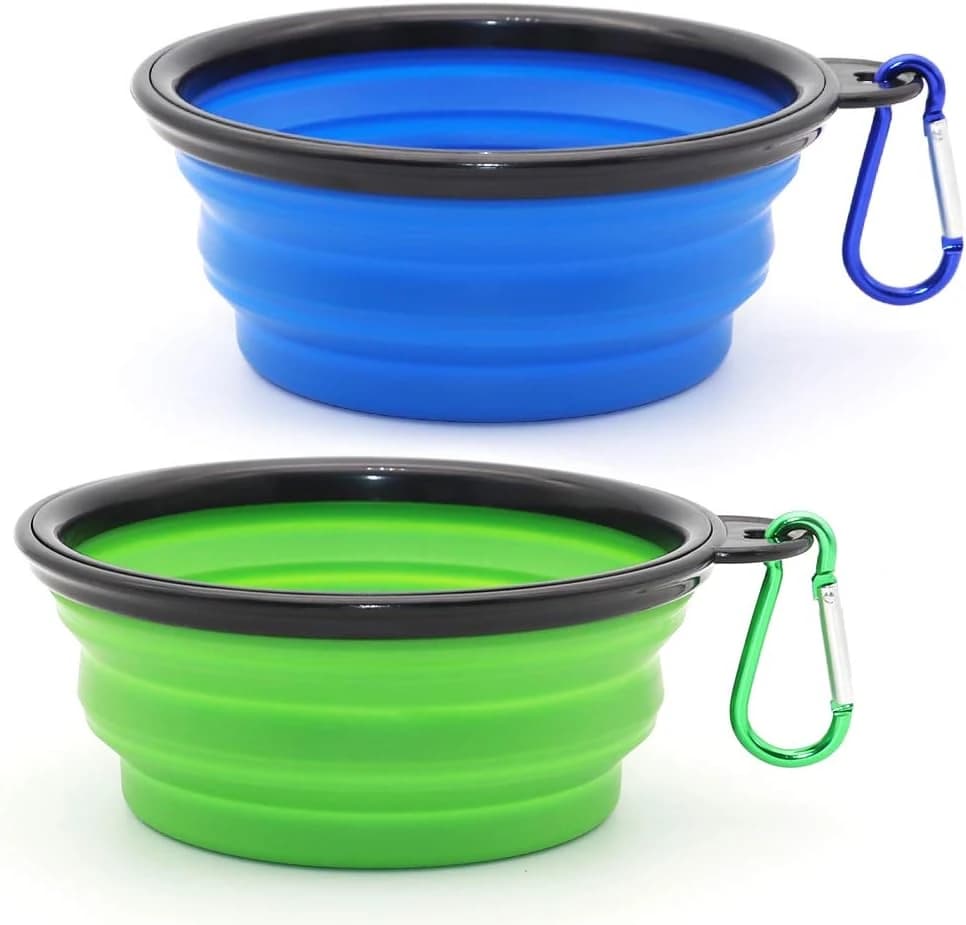 Dog Bowl Pet Collapsible Bowls — Small / Blue+Green