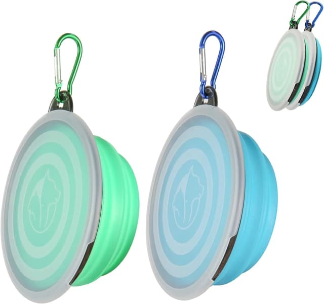 Dog Bowls Pet Collapsible Bowl with Cover Lids