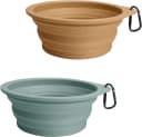 2-Pack Silicone Collapsible Dog Bowls — Turquoise, Tan / 20 Oz