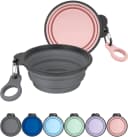 2 Pack Collapsible Dog Bowls with Bottle Carrier — Small (Pack of 2) / 1. Gray & Pink