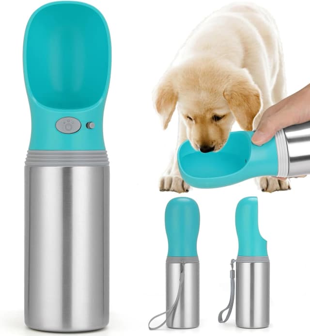 Portable Dog Water Bottle — 14 OZ Stainless Steel Pet Water Dispenser