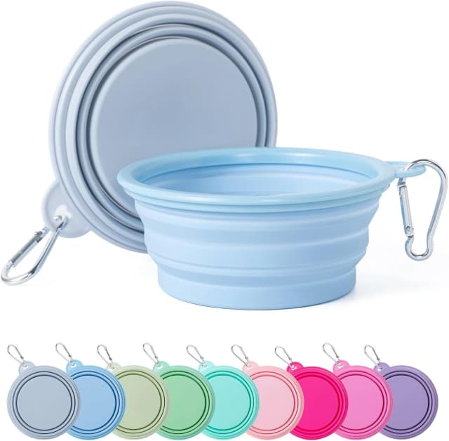 Collapsible Dog Bowl Silicone — 2Pack Macaron Color Pet Travel Bowls