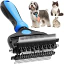 3-in-1 Professional Pet Grooming Brush for Dogs and Cats – Dematting Comb — Blue