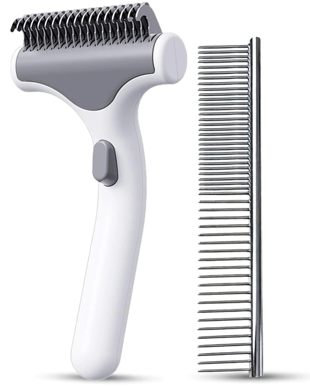 Undercoat Rake for Dogs and Cats — White
