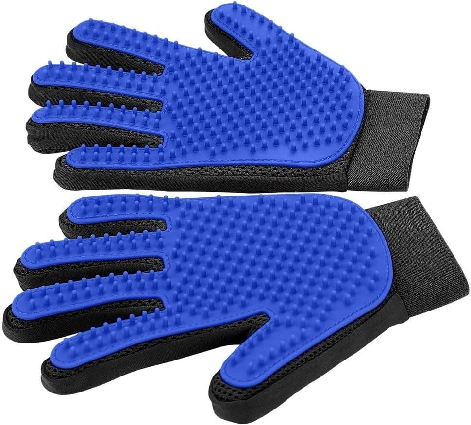 Pet Hair Removal Glove with 255 Silicone Tips for Dogs and Cats — Blue