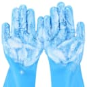 Silicone Pet Grooming Gloves for Washing Cats Dogs Bath Brush — Medium / Blue