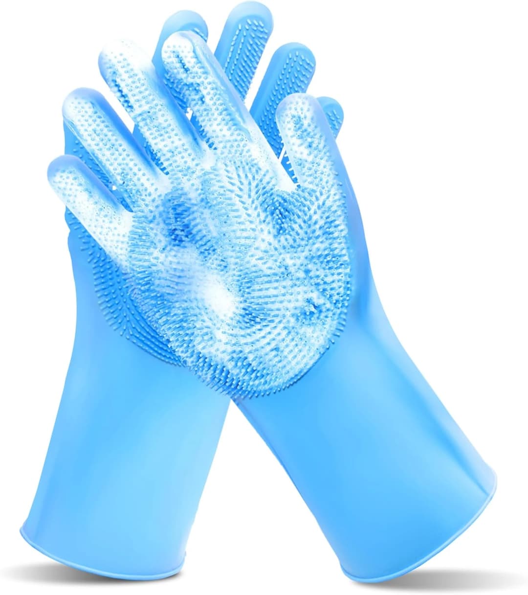 Pet Grooming Gloves—Dog Washing Gloves with High-Density Teeth — one size / Blue