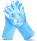Pet Grooming Gloves—Dog Washing Gloves with High-Density Teeth — one size / Blue