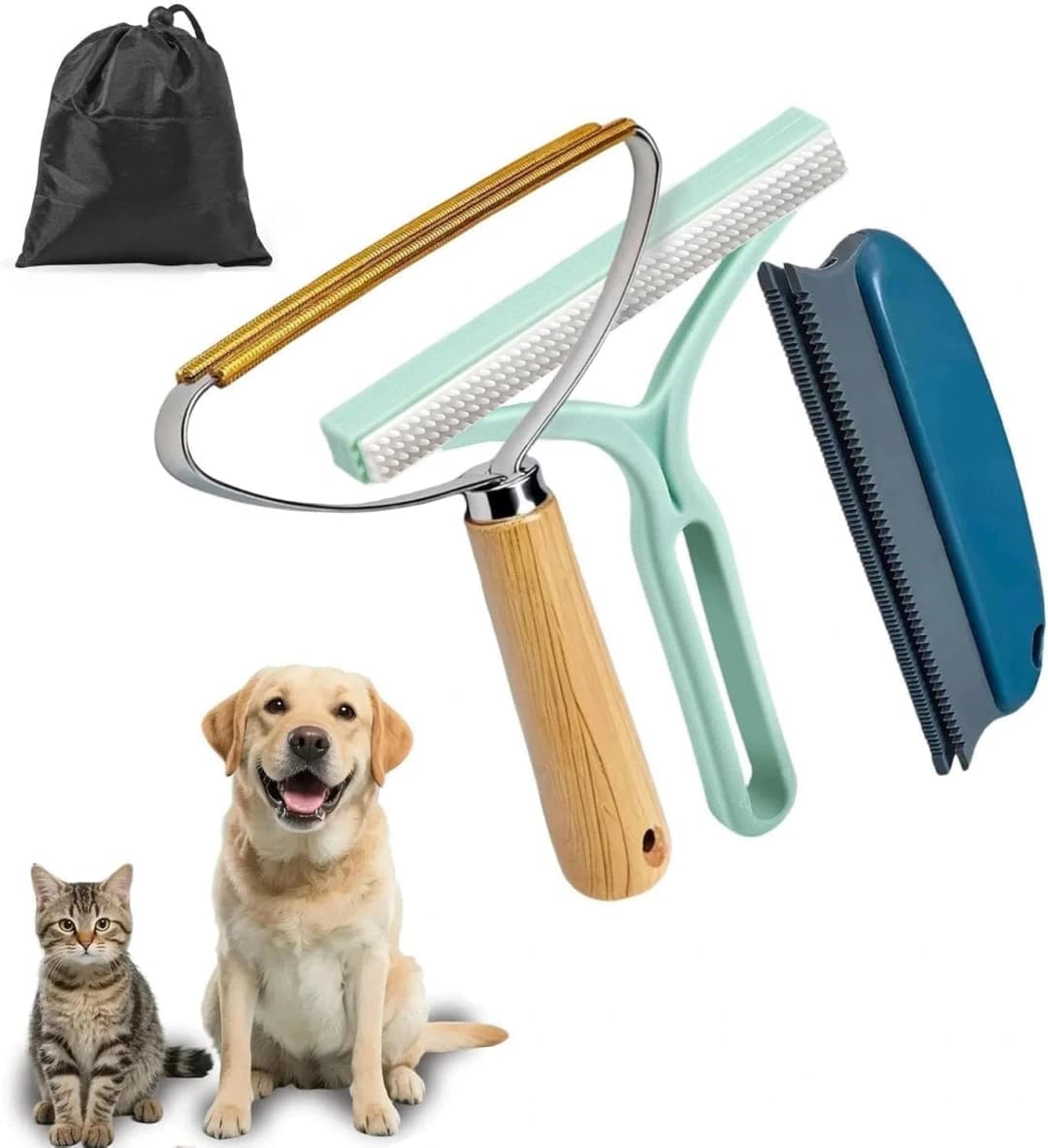 Pet Hair Remover 2nd Gen (3 Pack) - Reusable Lint Removal Tool for Couch — Light Blue