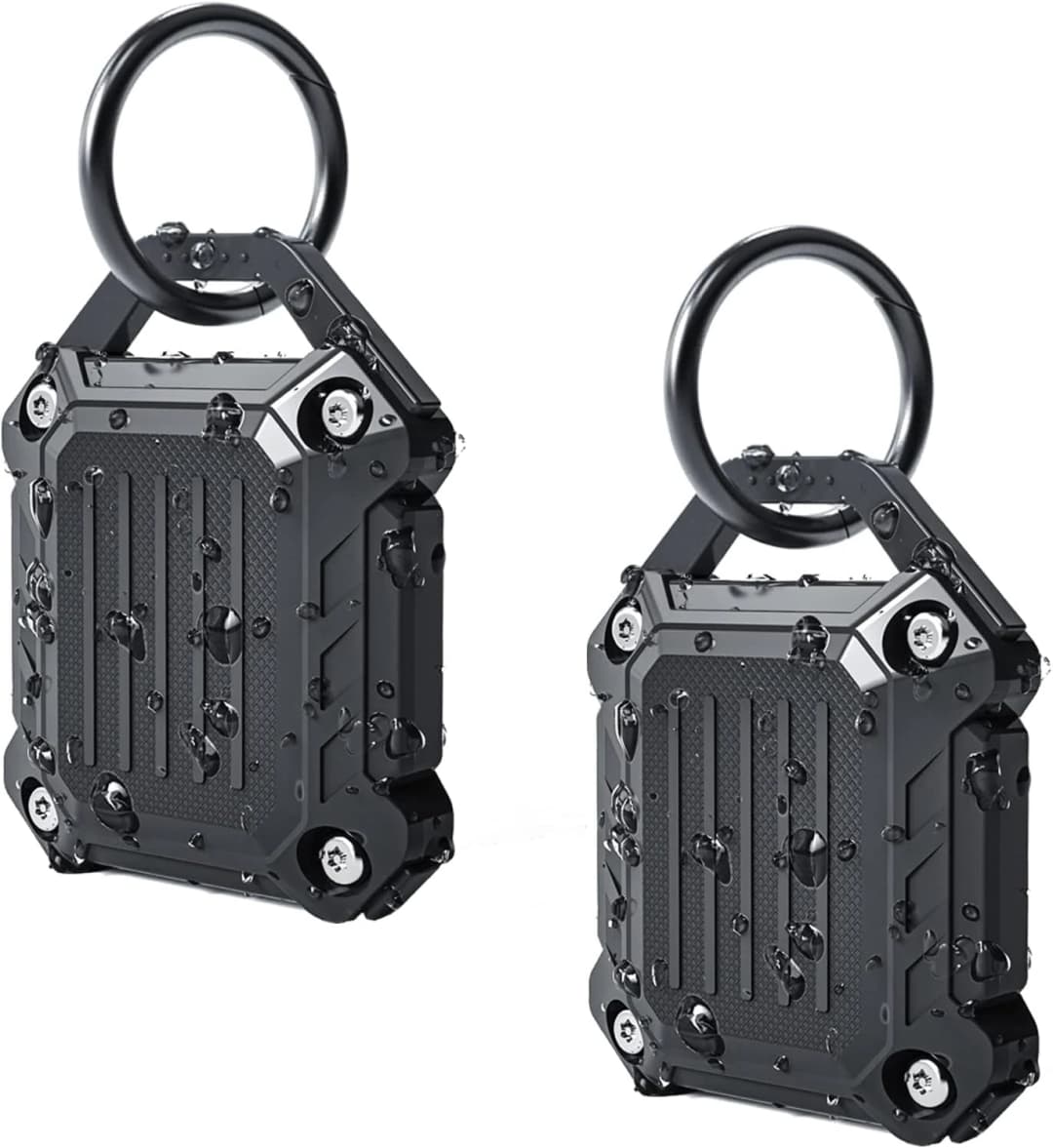 Waterproof Airtag Keychain Holder Case — Black 2Pack