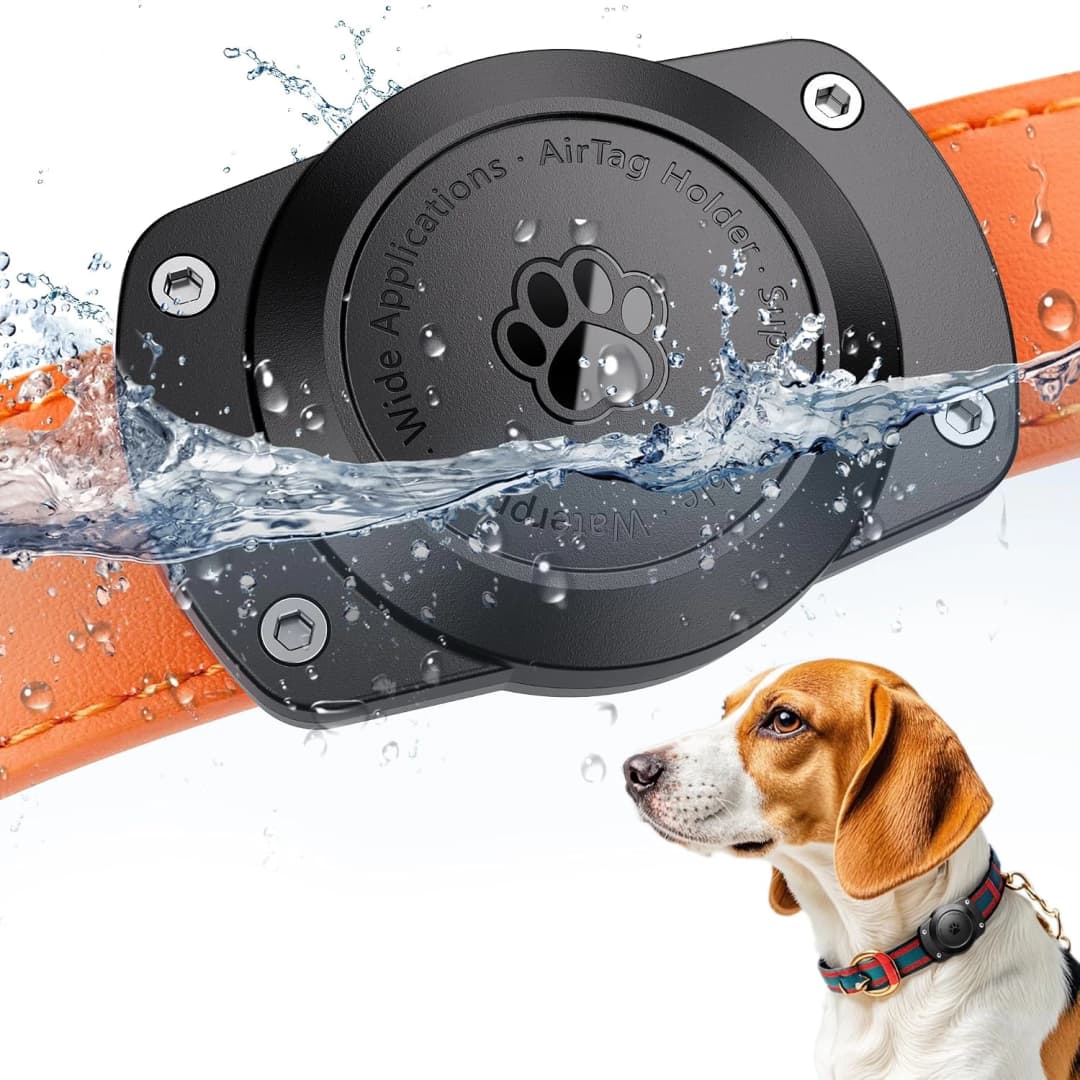 IPX8 Waterproof Dog Collar Holder for Airtag [Metal Back Plate] Ultra-Durable Dog & Cat Collars Mount for AirTag — Single
