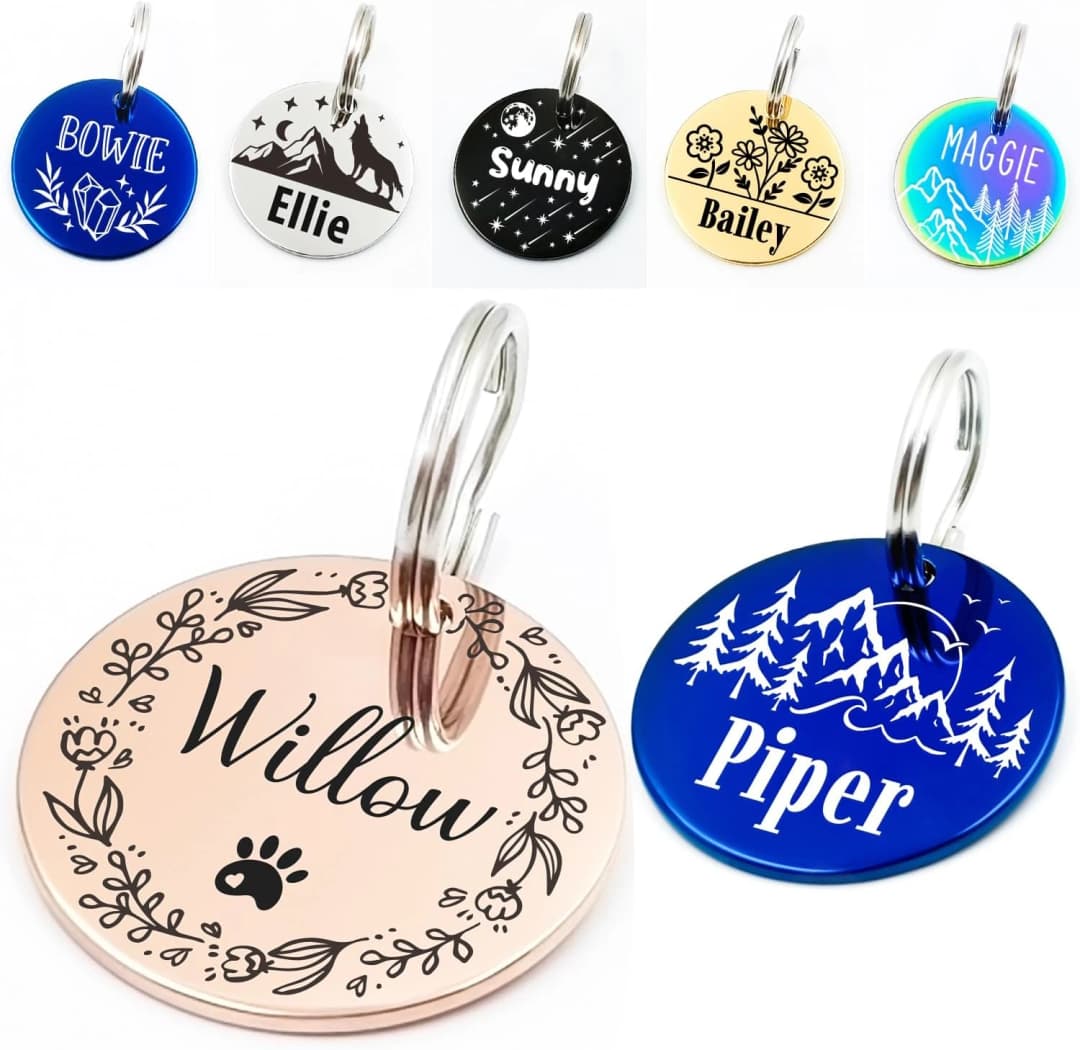 Personalized Pet ID Tags — Custom Stainless Steel Dog and Cat Tags (Circle) — Circle