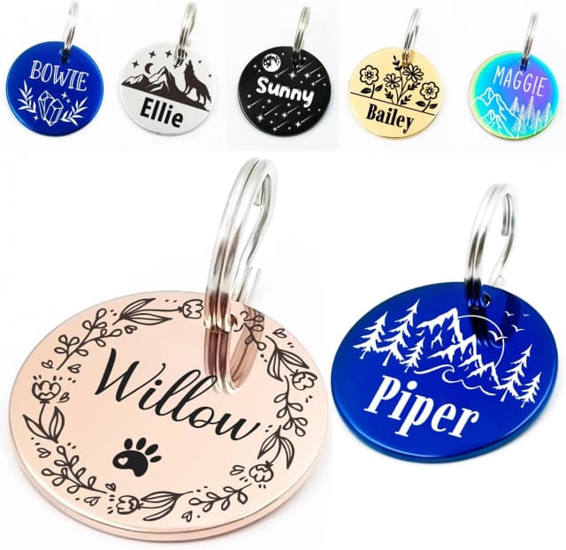 Personalized Pet ID Tags — Custom Stainless Steel Dog and Cat Tags (Circle)