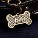 Personalized Brass Bone Shapes Dog Tag — Custom Engraved Pet Name ID Tag — Style 2