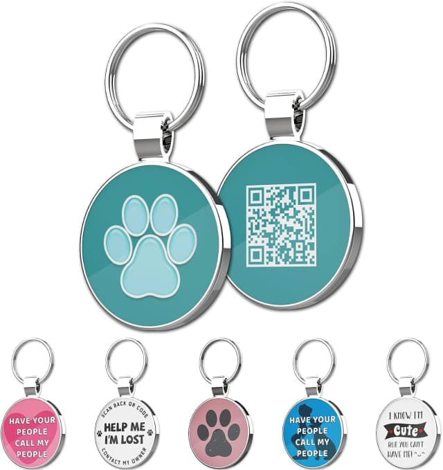 QR Code Pet ID | Personalized Dog and Cat Collar Tag | Online Profile with Instant Scanned Location Alert Email