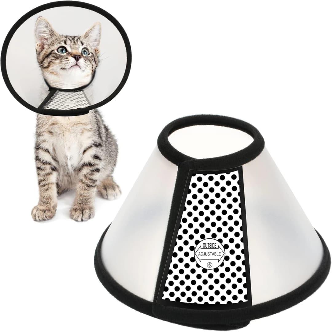 Adjustable Recovery Pet Cone E-Collar for Cats Kittens Rabbits — Plastic Elizabeth Protective Collar Wound — Plastic / S: 5.3-6.8 IN