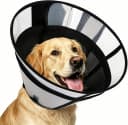 Soft Transparent Dog Cone Collar — Depth Adjustable Recovery Cone — L (Neck: 14.17-16.54") / Black