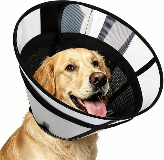 Soft Transparent Dog Cone Collar — Depth Adjustable Recovery Cone