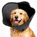 Soft Dog Cone Collar — Adjustable Elizabethan Anti-Lick Pet Recovery Collar — Black / L(Neck Girth: 15.5''-17.5'')