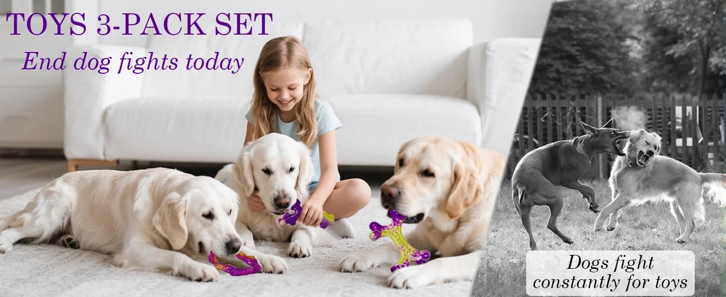 Tough Dog Toys for Aggressive Chewers 3 Pack — Indestructible Dog Toys for Large Dogs — product details