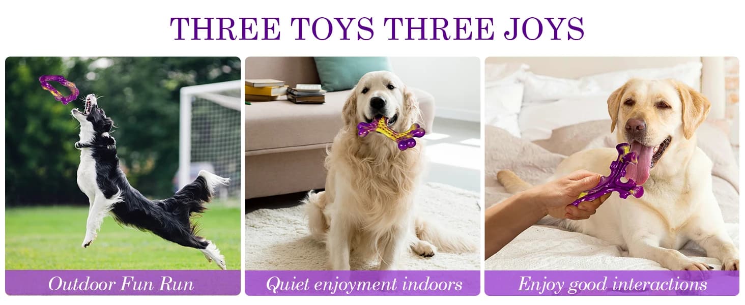 Tough Dog Toys for Aggressive Chewers 3 Pack — Indestructible Dog Toys for Large Dogs — product details