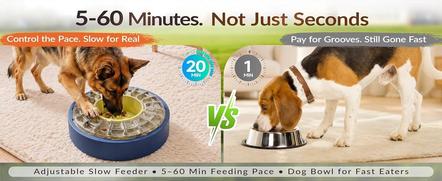 Adjustable 5-60 Min Slow Feeder Dog Bowl and Puzzle Feeder Anti-Gulping — product details