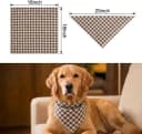 Cotton Linen Dog Bandana 1 Pack — Brown Khaki Gingham Dog Scarf